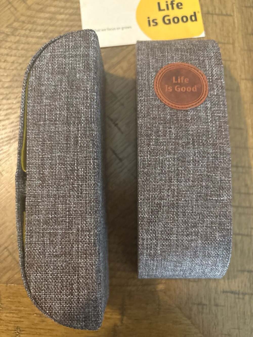 2-Life Is Good Gray Linen Eyeglass Case with Magnetic Closure - Picture 2 of 3